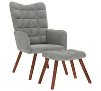 vidaXL Sillón de relax con reposapiés terciopelo rojo tinto en color Rojo vino tinto/Crema/Verde claro y más