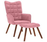 vidaXL Sillón de relax con reposapiés terciopelo rosa