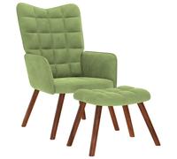 vidaXL Sillón de relax con reposapiés terciopelo verde claro