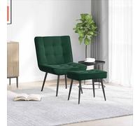 vidaXL Sillón de relax con reposapiés terciopelo verde oscuro
