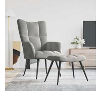 vidaXL Sillón de relax con taburete de terciopelo gris claro