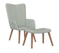 Vidaxl sillón de relax con taburete de terciopelo gris claro