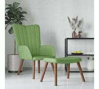 vidaXL Sillón de relax con taburete de terciopelo verde claro