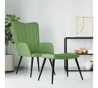 vidaXL Sillón de relax con taburete de terciopelo verde claro