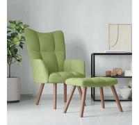 vidaXL Sillón de relax con taburete de terciopelo verde claro