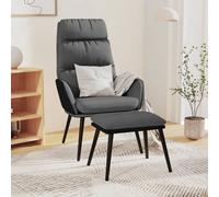 vidaXL Sillón de relax con taburete tela gris claro y piel sintética