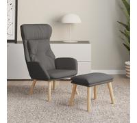 vidaXL Sillón de relax con taburete tela gris oscuro