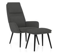 vidaXL Sillón de relax con taburete - Tela gris oscuro