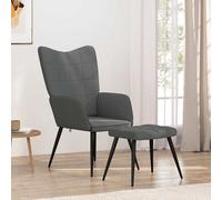 vidaXL Sillón de relax con taburete tela gris oscuro