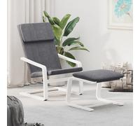 vidaXL Sillón de relax con taburete tela gris oscuro