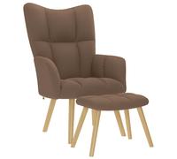 vidaXL Sillón de relax con taburete tela marrón