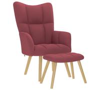 vidaXL Sillón de relax con taburete tela rojo tinto