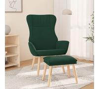 vidaXL Sillón de relax con taburete tela verde oscuro