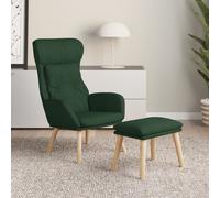 vidaXL Sillón de relax con taburete tela verde oscuro