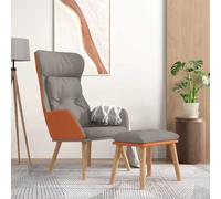 Sillón de relax con reposapiés, color gris claro, tapizado en cuero sintético y tela, marca vidaXL