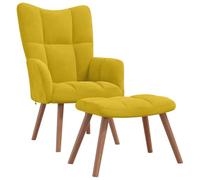 vidaXL Sillón de Relax con Taburete Terciopelo Amarillo Mostaza