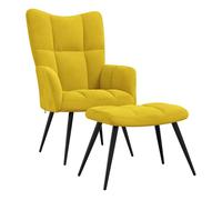 vidaXL Sillón relajante con taburete de terciopelo amarillo mostaza