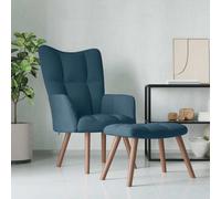 vidaXL Sillón de relax con taburete terciopelo azul