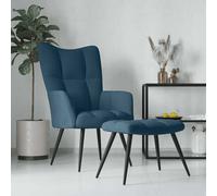 vidaXL Sillón de relax con taburete terciopelo azul