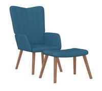 Vidaxl sillón de relax con taburete terciopelo azul