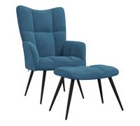 vidaXL Sillón de relax con taburete terciopelo azul