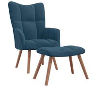 vidaXL Sillón de Relax con Taburete Terciopelo Azul