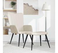 vidaXL Sillón de relax con taburete terciopelo blanco crema