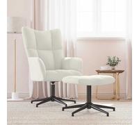 vidaXL Sillón de relax con taburete terciopelo blanco crema