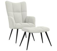 vidaXL Sillón de Relax con Taburete Terciopelo Blanco Crema