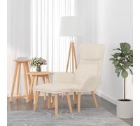 vidaXL Sillón de relax con taburete terciopelo blanco crema