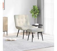 vidaXL Sillón de relax con taburete terciopelo crema