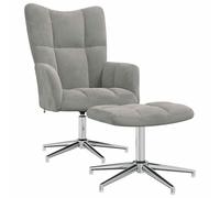vidaXL Sillón de relax con taburete terciopelo en color Gris oscuro/Negro/Gris claro | cómodas modernas ergonómicas para comedor cocina salón hogar