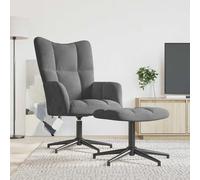 vidaXL Sillón de relax con taburete terciopelo gris oscuro
