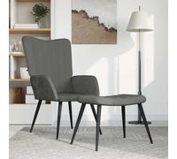 vidaXL Sillón de relax con taburete terciopelo gris oscuro