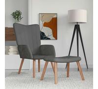 vidaXL Sillón de relax con taburete terciopelo gris oscuro