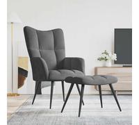 vidaXL Sillón de relax con taburete terciopelo gris oscuro