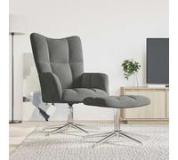 vidaXL Sillón de relax con taburete terciopelo gris oscuro