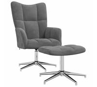 vidaXL Sillón de relax con taburete terciopelo en color Gris oscuro/Negro/Gris claro | cómodas modernas ergonómicas para comedor cocina salón hogar