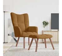 vidaXL Sillón de relax con taburete terciopelo marrón