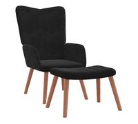 Vidaxl sillón de relax con taburete terciopelo negro