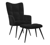 vidaXL Sillón relajante con taburete de terciopelo negro