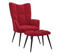 Vidaxl sillón de relax con taburete terciopelo rojo tinto
