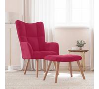 vidaXL Sillón de relax con taburete terciopelo rojo tinto