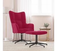 Sillón de relax con reposapiés, color burdeos, tapizado en terciopelo (vidaXL)