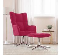 vidaXL Sillón de relax con taburete terciopelo rojo tinto