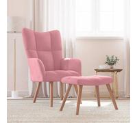 vidaXL Sillón de relax con taburete – Terciopelo Gris Claro Pink