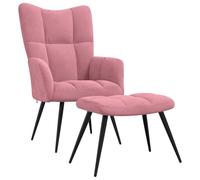 vidaXL Sillón de Relax con Taburete Terciopelo Rosa