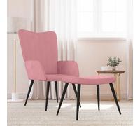 vidaXL Sillón de relax con taburete terciopelo rosa