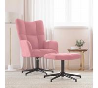 vidaXL Sillón de relax con taburete terciopelo rosa