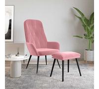 vidaXL Sillón de relax con taburete terciopelo rosa